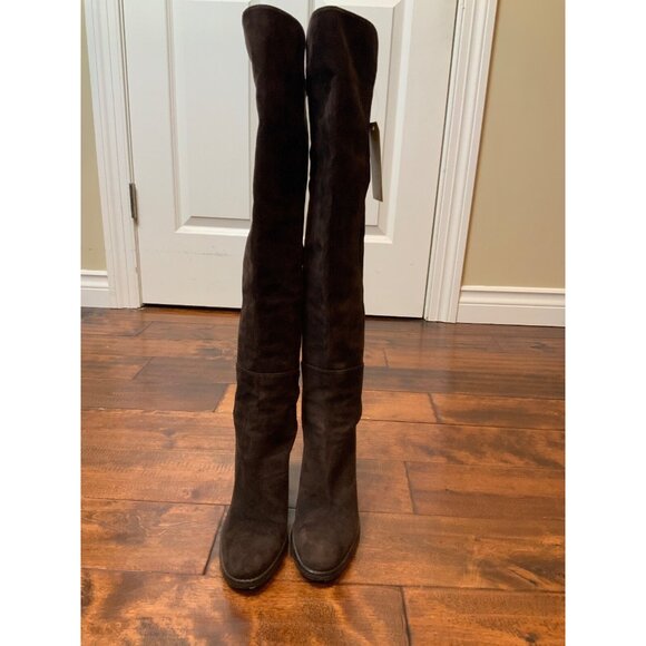 Stuart Weitzman Brown Suede Block Heeled Boots - Picture 2 of 11